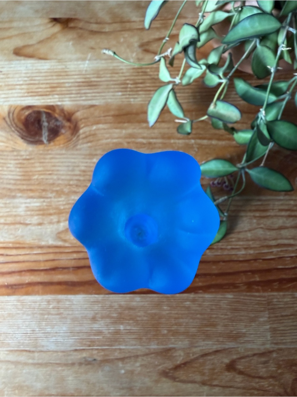 Vintage Blue Glass Swung Bud Vase - Picture 3 of 4